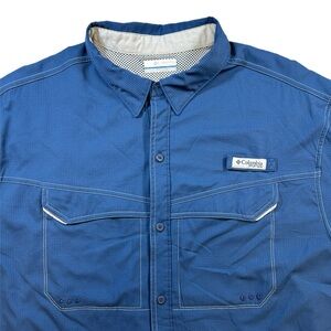 Columbia PFG Button Down Short Sleeve Fishing Shirt-Navy-Men’s XL